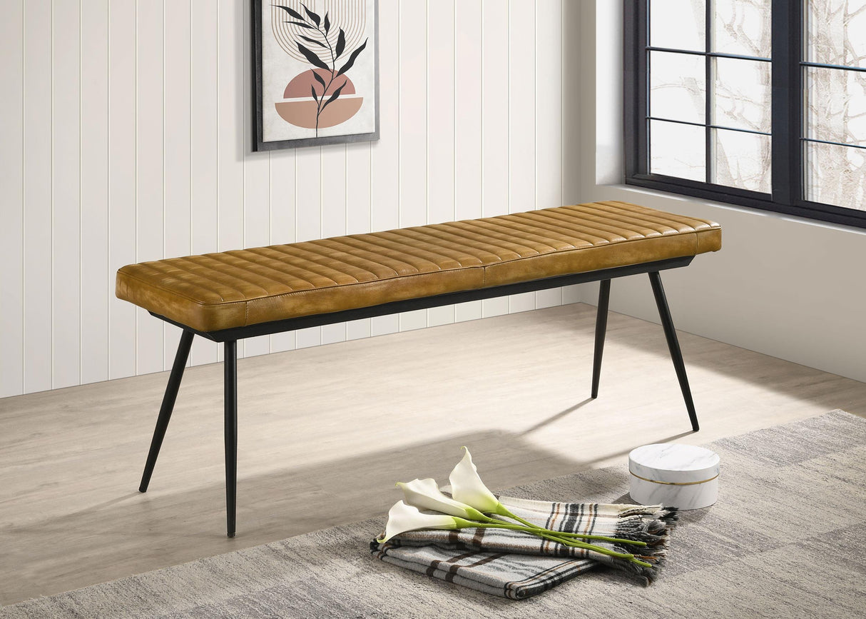 Coaster Misty Leather Upholstered Dining Bench Antique Camel