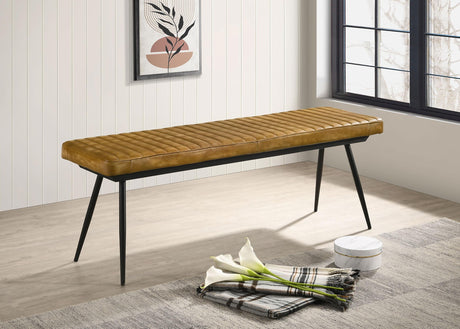 Coaster Misty Leather Upholstered Dining Bench Antique Camel