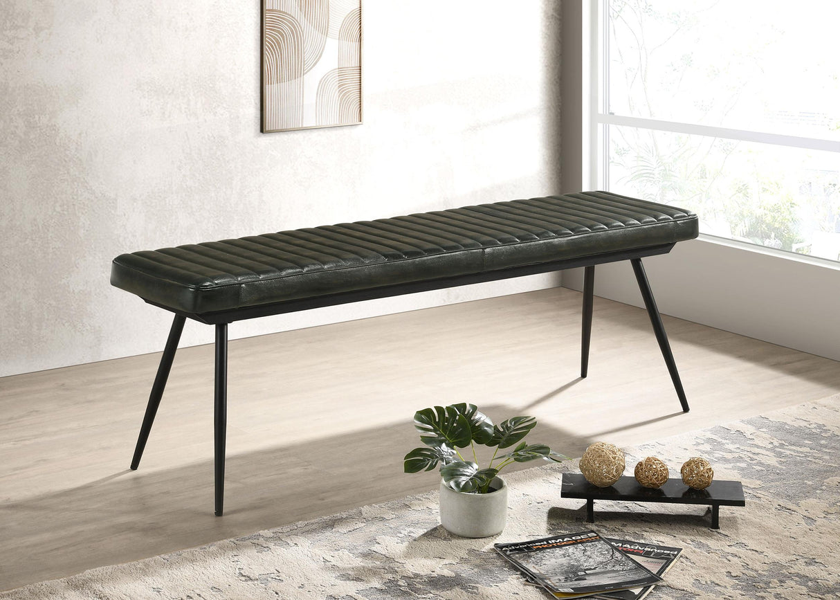 Coaster Misty Leather Upholstered Dining Bench Antique Espresso
