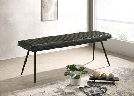 Coaster Misty Leather Upholstered Dining Bench Antique Espresso