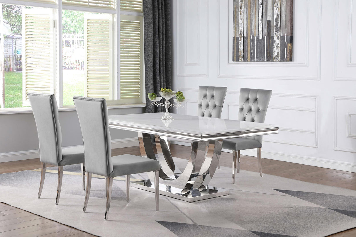 Coaster Kerwin 5-piece Rectangular Dining Table Set Grey and Chrome