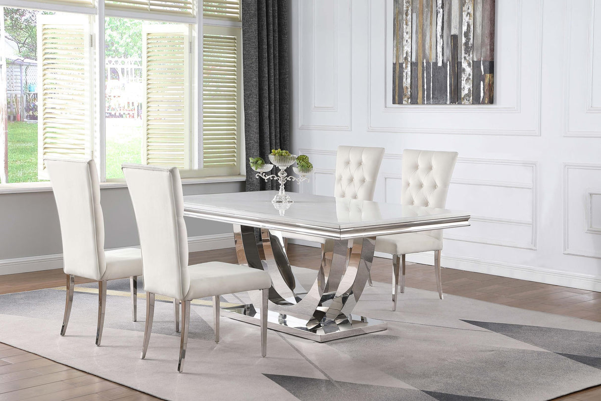 Coaster Kerwin 5-piece Rectangular Dining Table Set White and Chrome