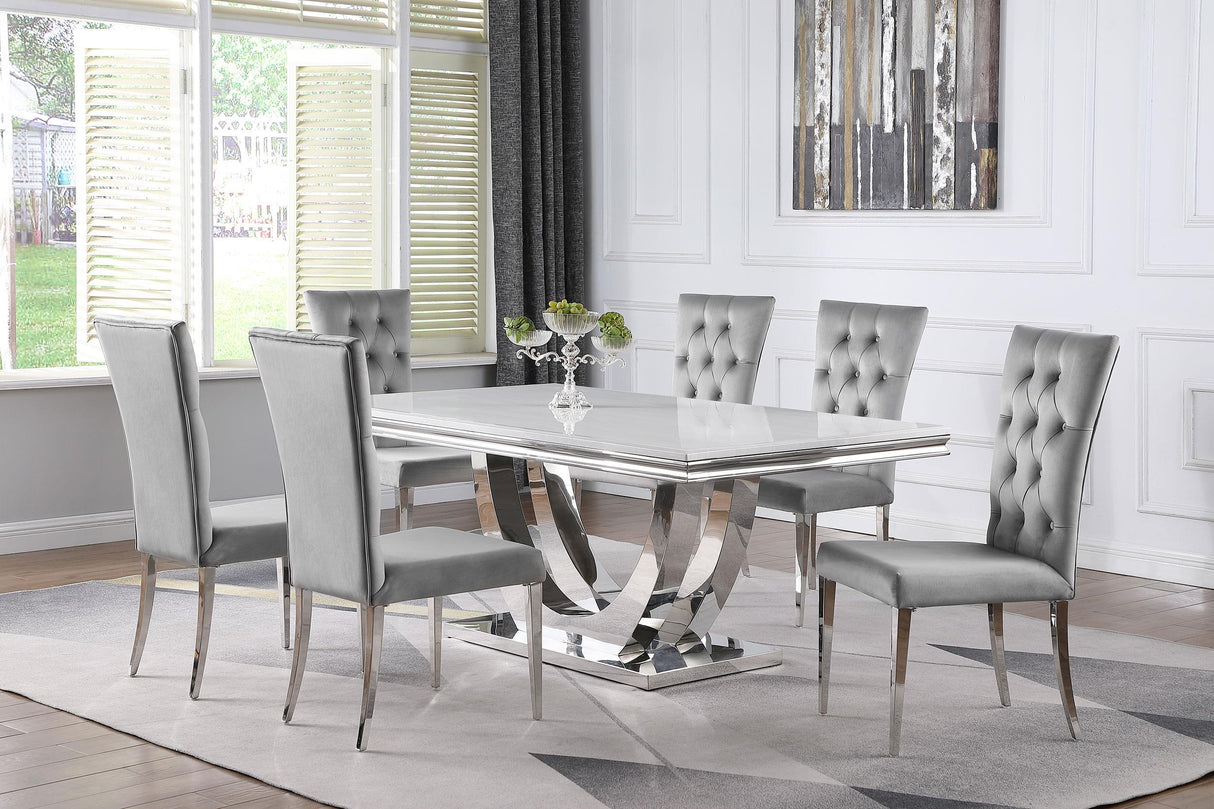 Coaster Kerwin 7-piece Rectangular Dining Table Set Grey and Chrome