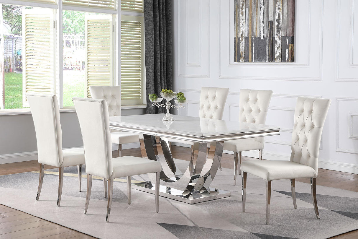 Coaster Kerwin 7-piece Rectangular Dining Table Set White and Chrome