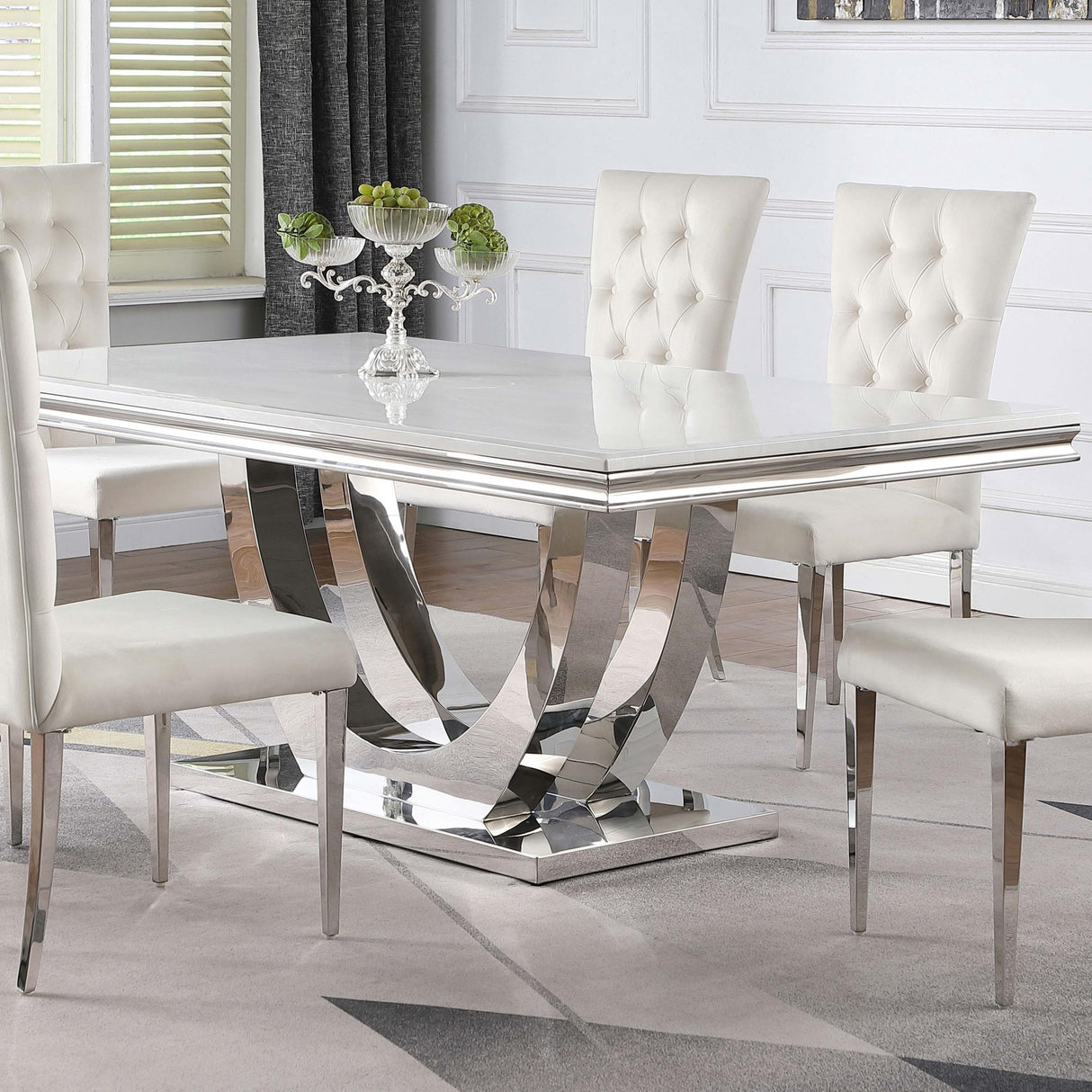 Coaster Kerwin Rectangular 71-inch Stone Top Dining Table White