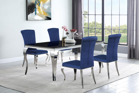 Coaster Carone 5-piece 81" Rectangular Black Glass Dining Set Blue
