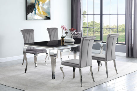 Coaster Carone 5-piece 81" Rectangular Black Glass Dining Set Grey