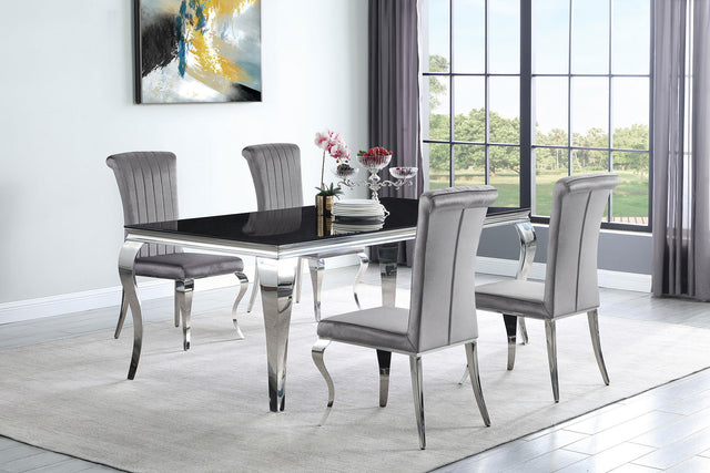 Coaster Carone 5-piece 81" Rectangular Black Glass Dining Set Grey