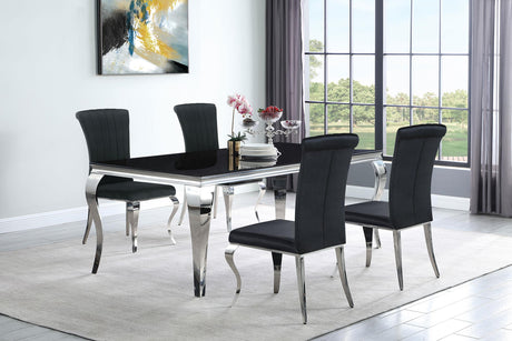 Coaster Carone 5-piece 81" Rectangular Black Glass Dining Set Black