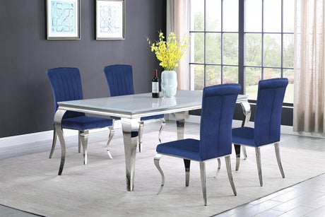 Coaster Carone 5-piece 81" Rectangular White Glass Dining Set Blue