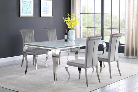 Coaster Carone 5-piece 81" Rectangular White Glass Dining Set Grey