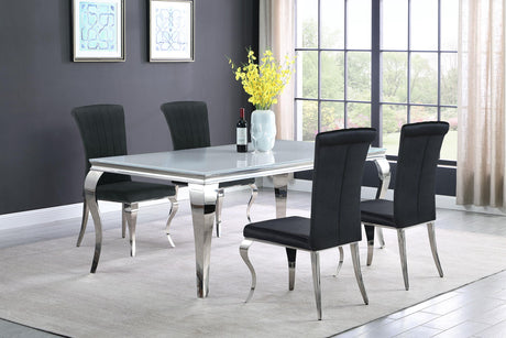 Coaster Carone 5-piece 81" Rectangular White Glass Dining Set Black