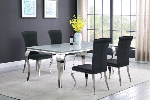 Coaster Carone 5-piece 81" Rectangular White Glass Dining Set Black