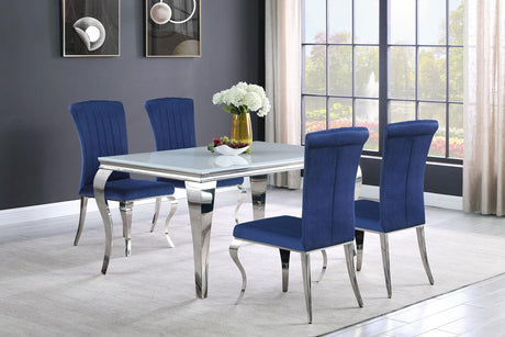Coaster Carone 5-piece 61" Rectangular White Glass Dining Set Blue