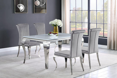 Coaster Carone 5-piece 61" Rectangular White Glass Dining Set Grey