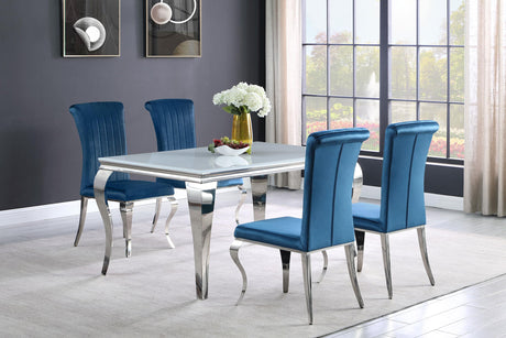 Coaster Carone 5-piece 61" Rectangular White Glass Dining Set Teal