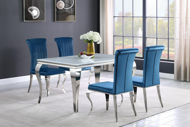 Coaster Carone 5-piece 61" Rectangular White Glass Dining Set Teal