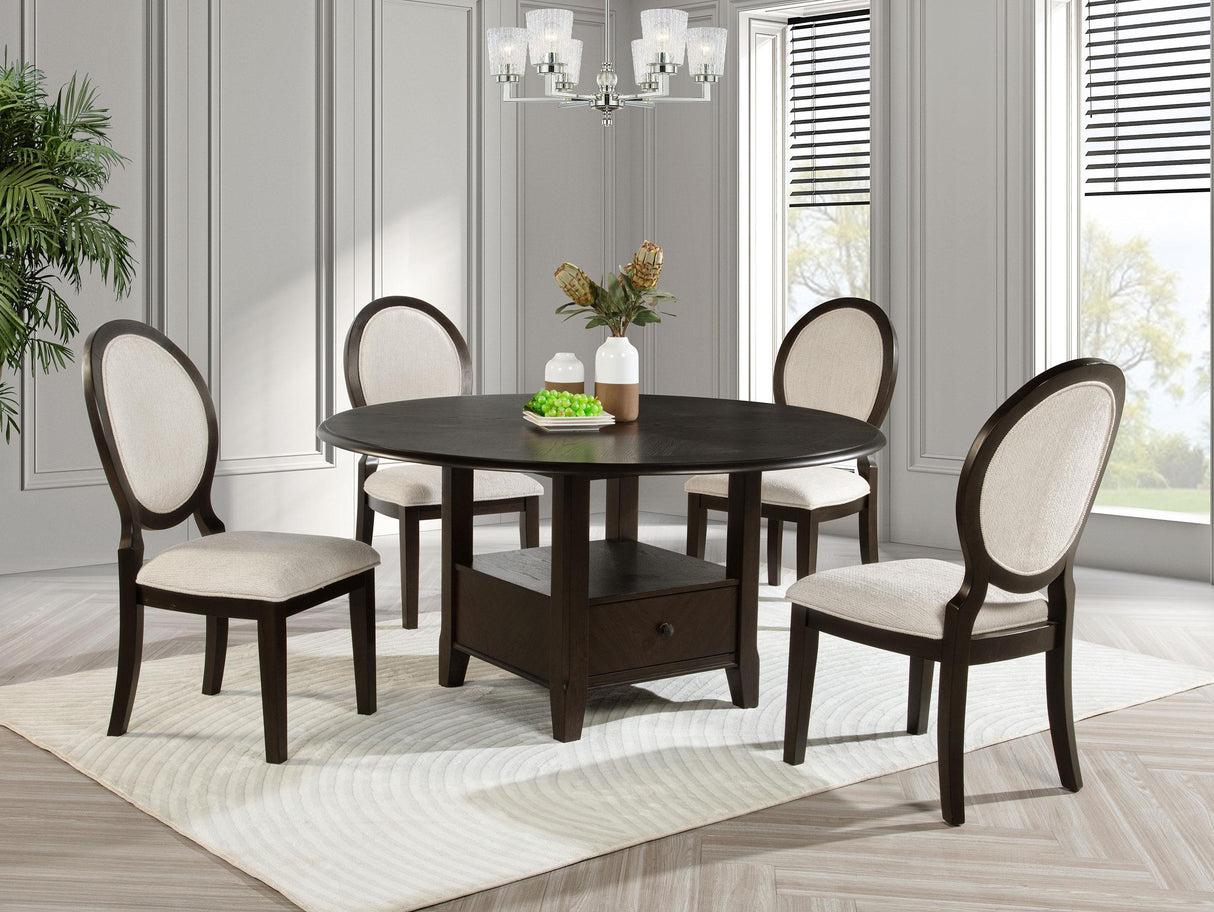 Coaster Twyla 5-piece 60-inch Round Wood Dining Table Set Dark Cocoa