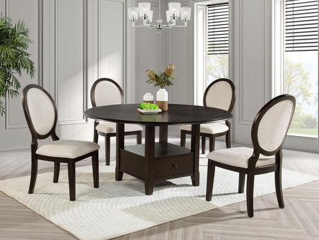 Coaster Twyla 5-piece 60-inch Round Wood Dining Table Set Dark Cocoa