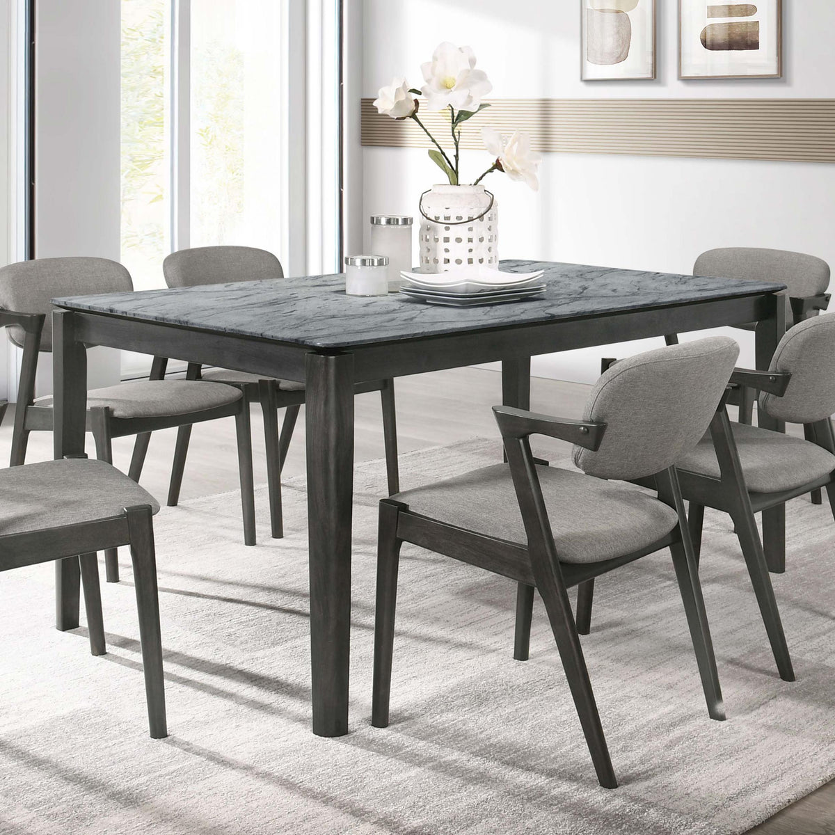Coaster Stevie Rectangular 63-inch Faux Marble Dining Table Grey