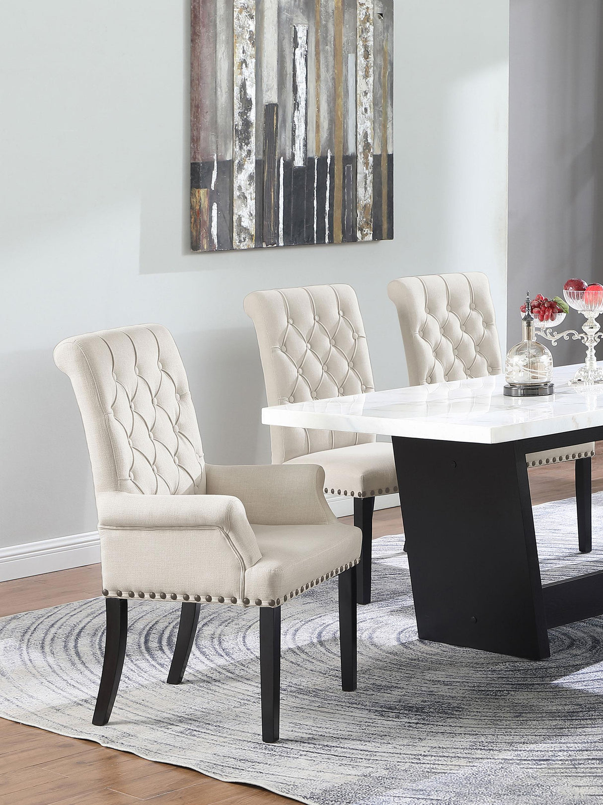 Coaster Alana Velvet Upholstered Dining Arm Chair Sand
