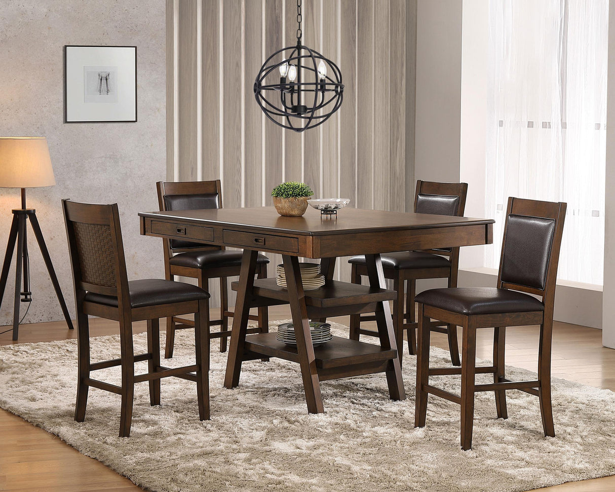 Coaster Dewey 5-piece Rectangular Dining Table Set Walnut