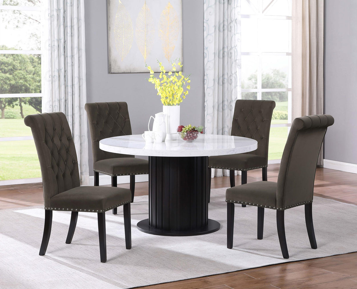 Coaster Sherry 5-piece Round Marble Top Dining Table Set Brown