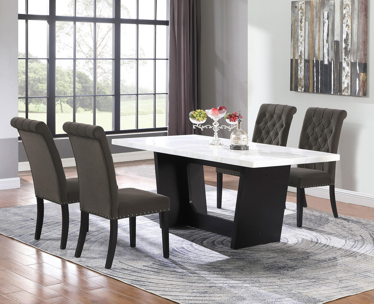 Coaster Sherry 5-piece Rectangular Marble Top Dining Table Set Brown