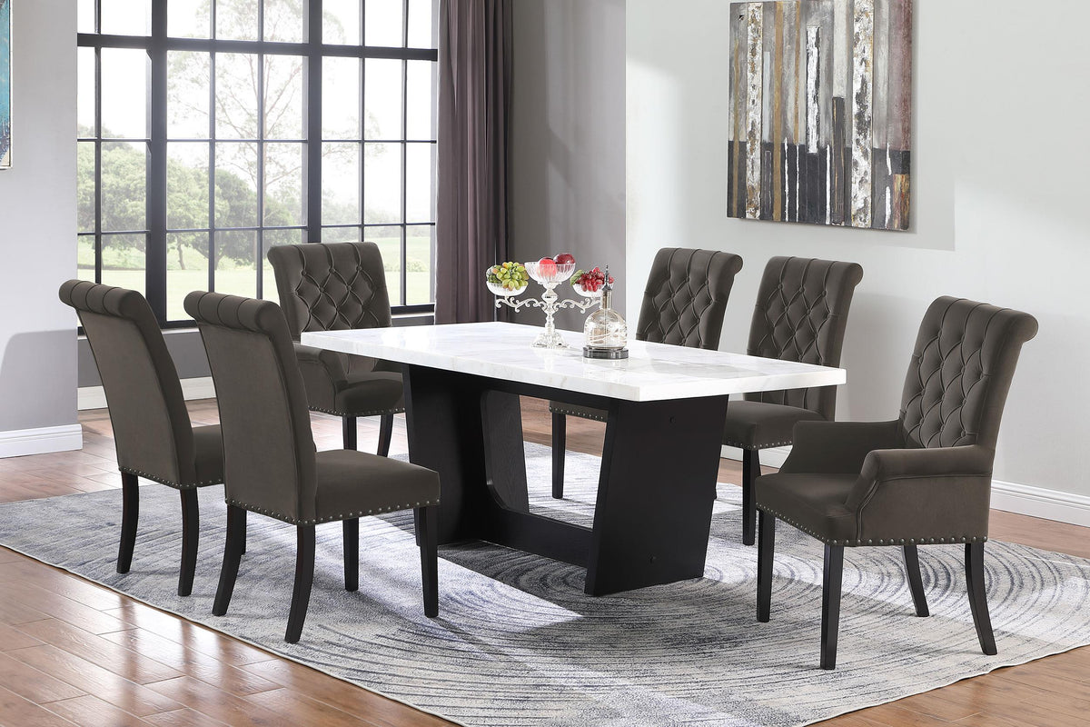 Coaster Sherry 7-piece Rectangular Marble Top Dining Table Set Brown
