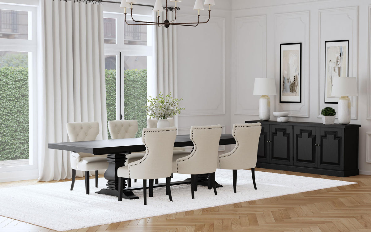 Coaster Florence 7-piece 126-inch Extension Dining Table Set Beige