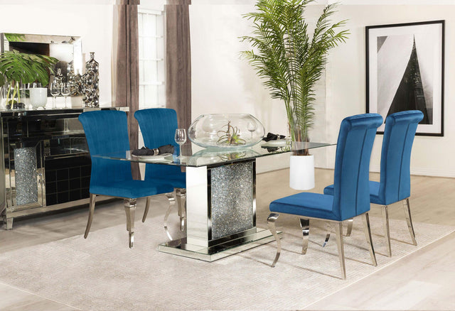 Coaster Marilyn 5-piece Rectangular Mirrored Dining Table Set Blue