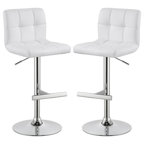 Coaster Lenny Upholstered Adjustable Bar Stool White (Set of 2)