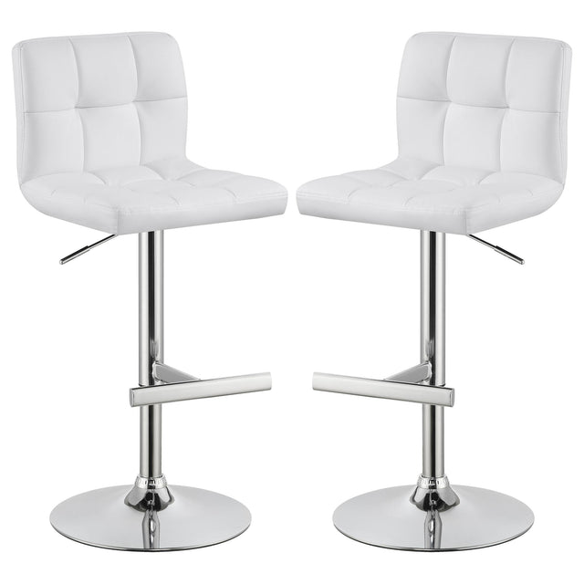 Coaster Lenny Upholstered Adjustable Bar Stool White (Set of 2)