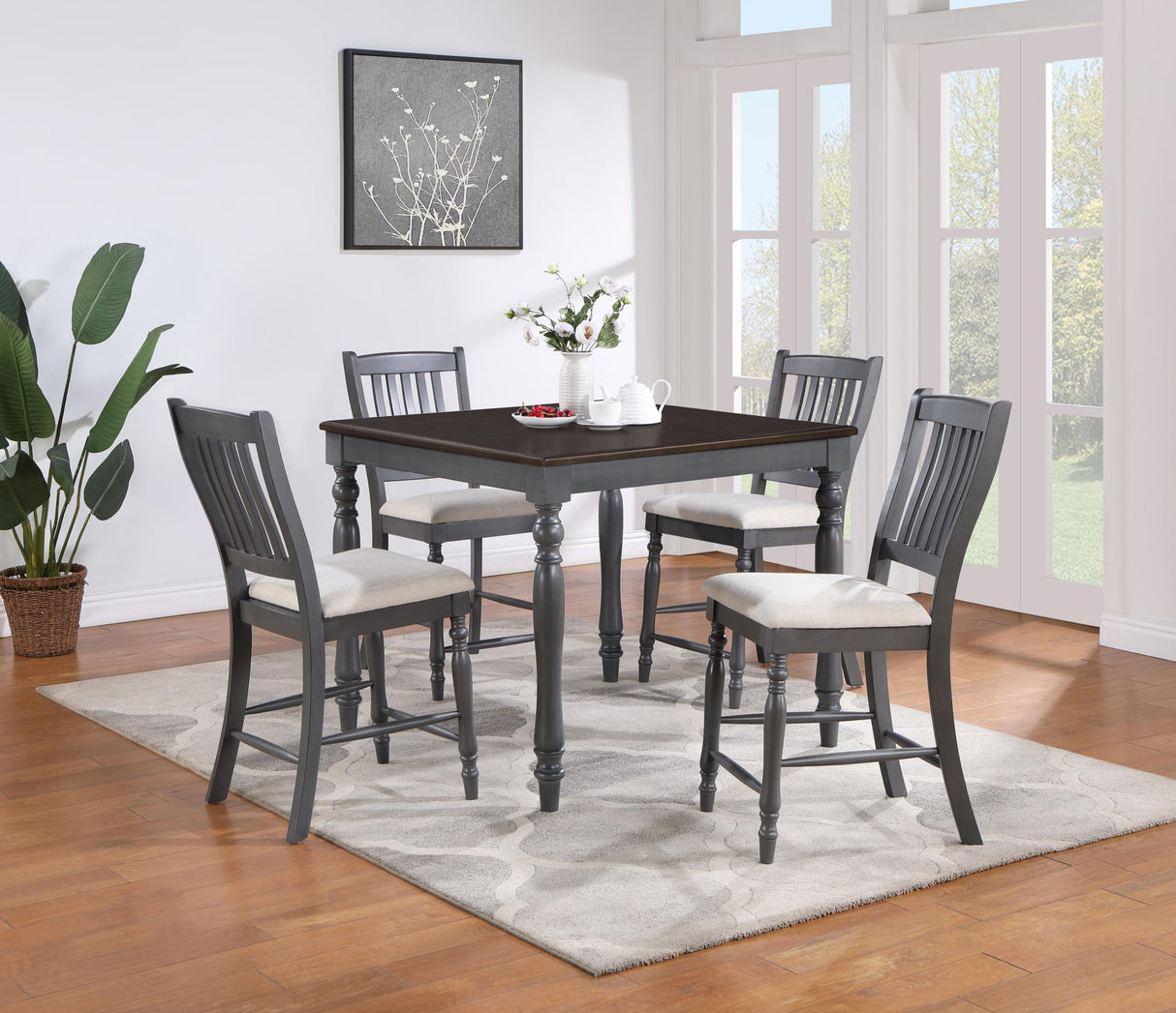 Coaster Wiley 5-piece Square Counter Height Dining Set Grey