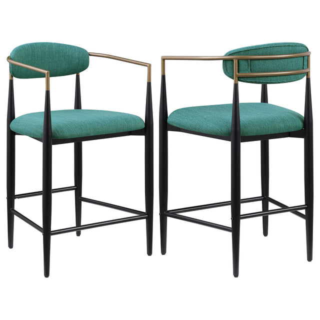 Coaster Tina Fabric Upholstered Counter Chair Green (Set of 2)