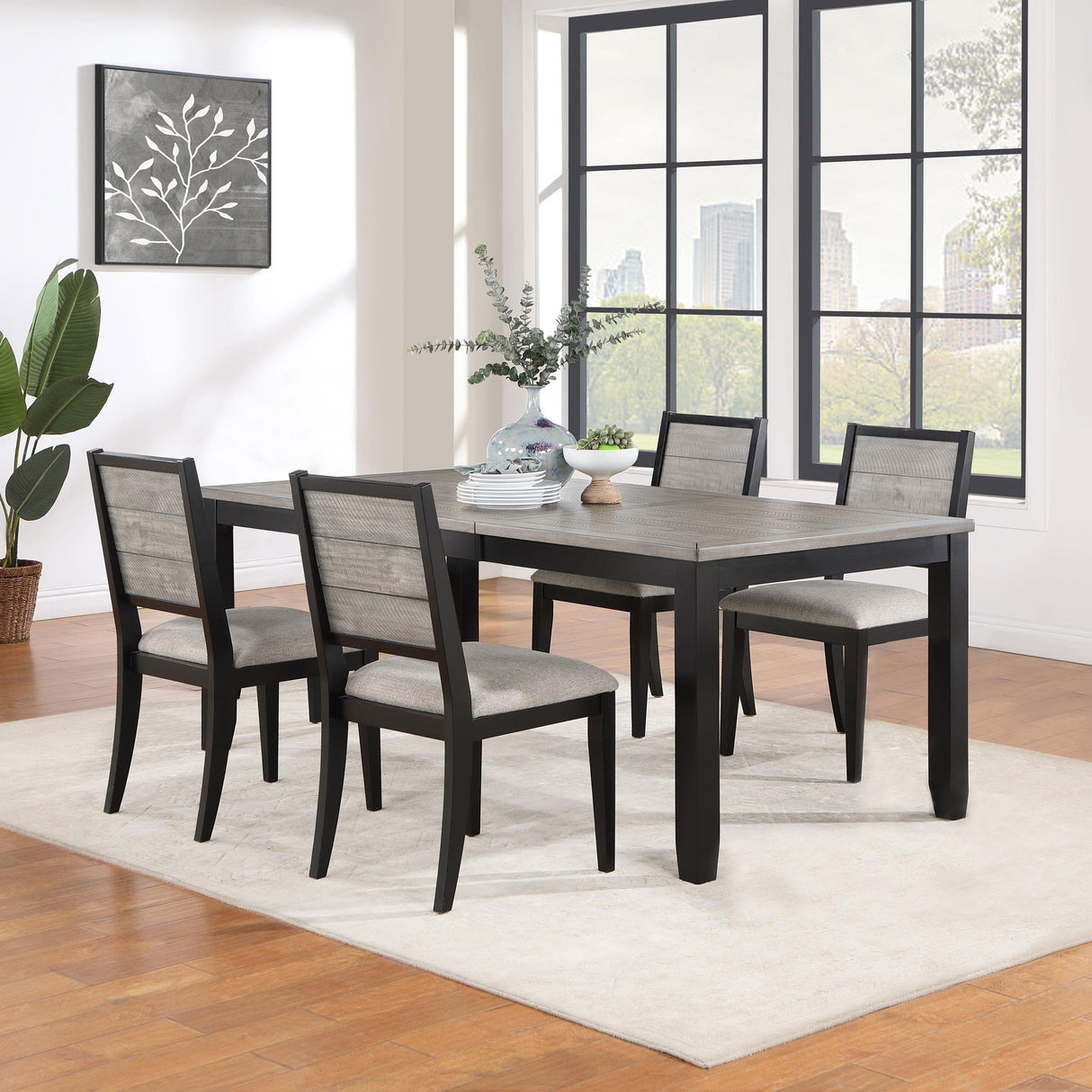 Coaster Elodie 5-piece Rectangular Extension Leaf Dining Set Black