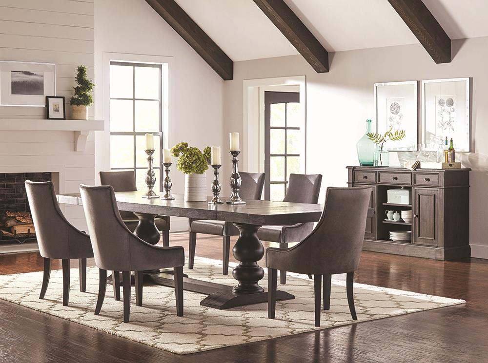 Coaster Phelps 8-piece Rectangular Dining Table Set Distressed Noir