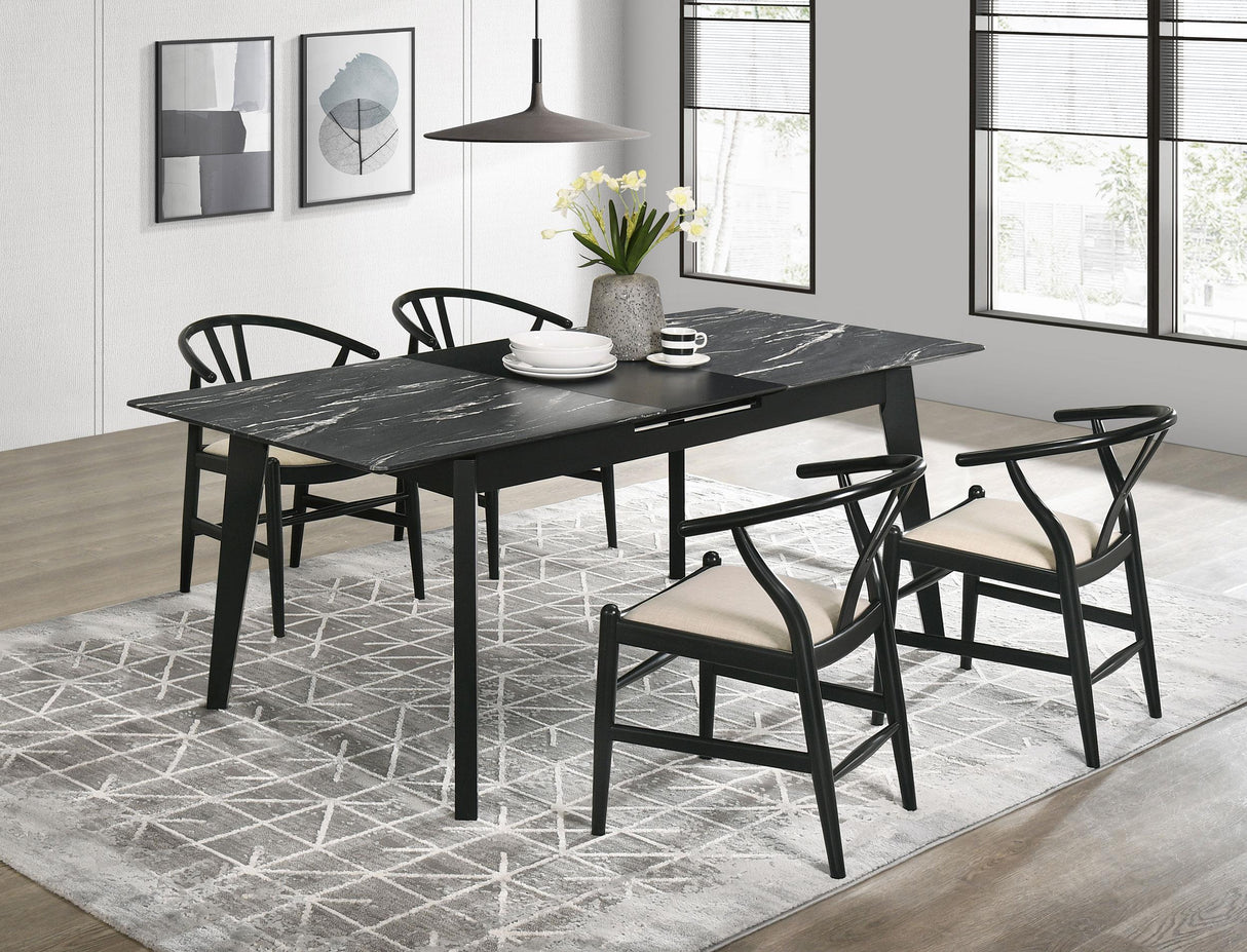 Coaster Crestmont 5-piece Extension Leaf Dining Table Set Black