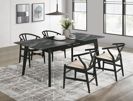 Coaster Crestmont 5-piece Extension Leaf Dining Table Set Black