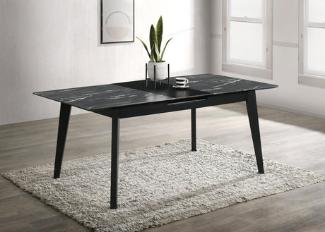 Coaster Crestmont 78-inch Extension Dining Table Black Faux Marble