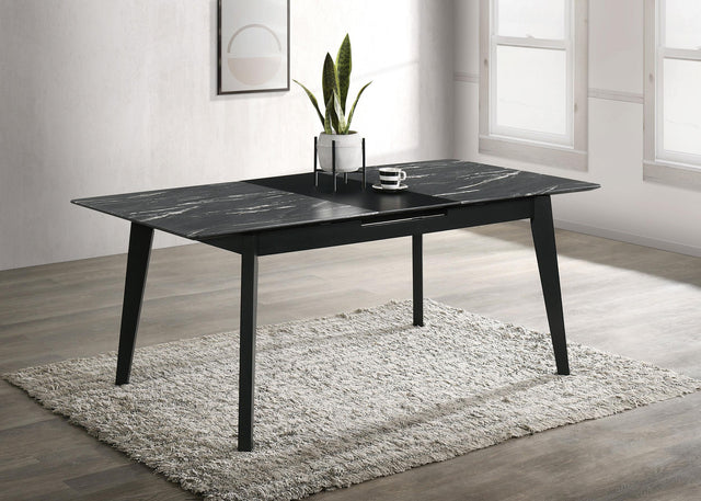 Coaster Crestmont 78-inch Extension Dining Table Black Faux Marble
