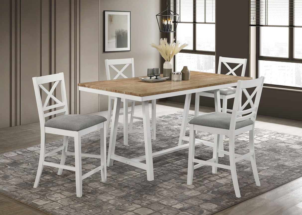 Coaster Hollis 5-piece Counter Height Dining Set Brown and White