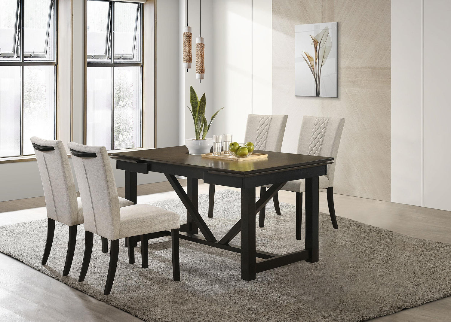 Coaster Malia 5-piece Refractory Extension Leaf Dining Table Set Oak