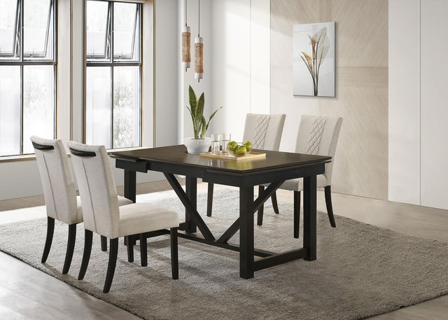 Coaster Malia 5-piece Refractory Extension Leaf Dining Table Set Oak
