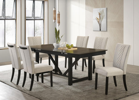 Coaster Malia 7-piece Refractory Extension Leaf Dining Table Set Oak