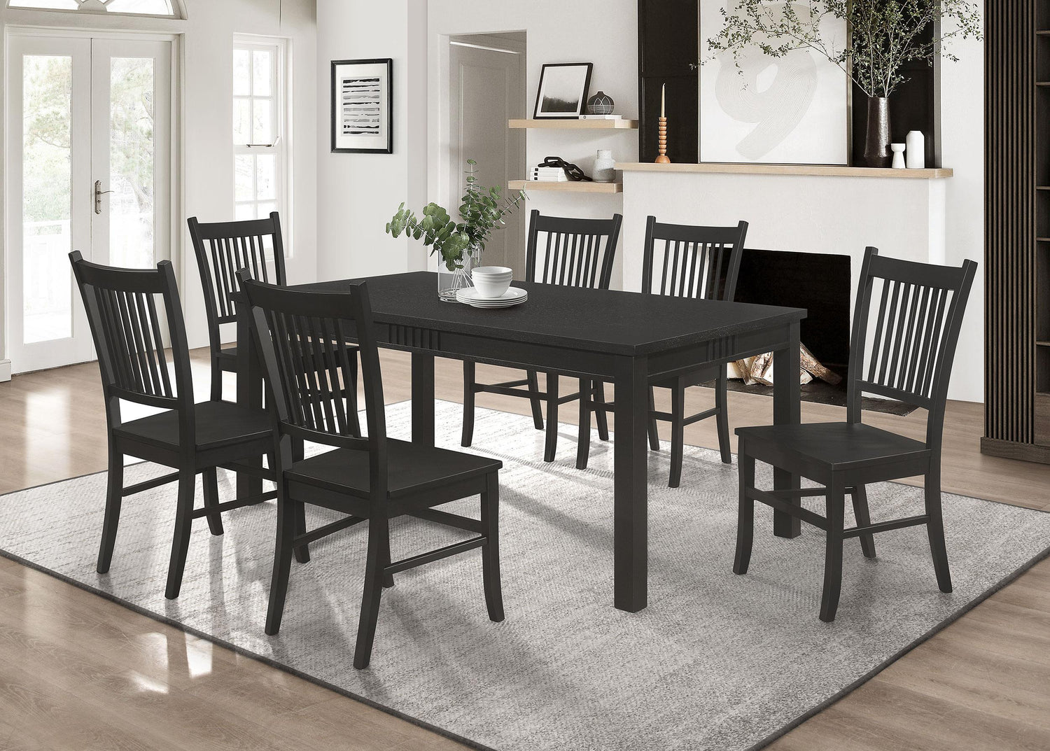 Coaster Marbrisa 7-piece Rectangular Dining Table Set Matte Black