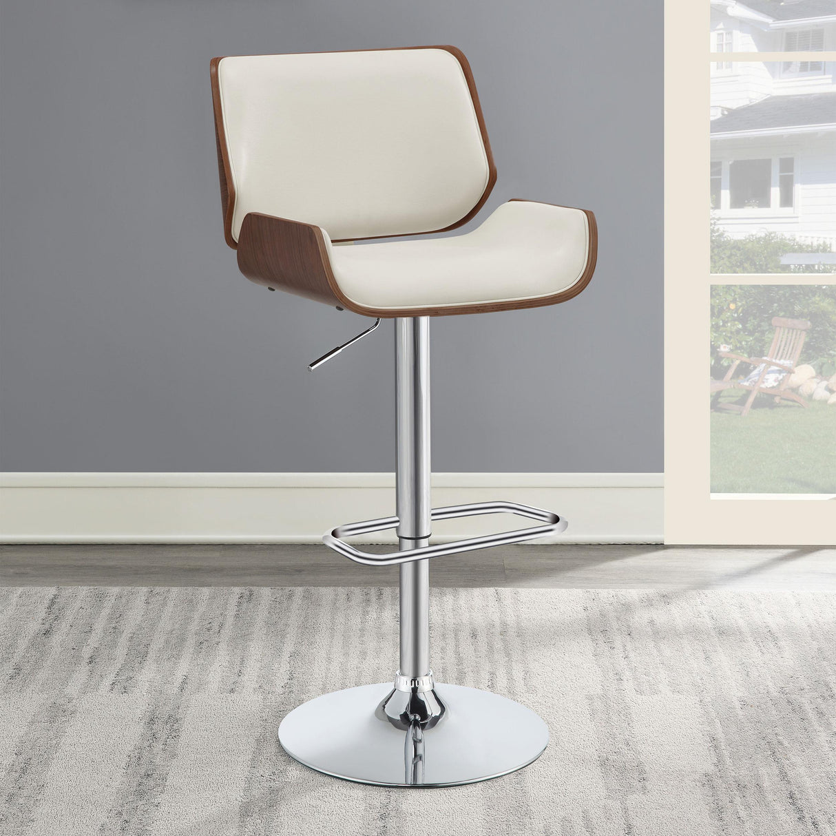 Coaster Folsom Upholstered Adjustable Bar Stool Ecru and Chrome