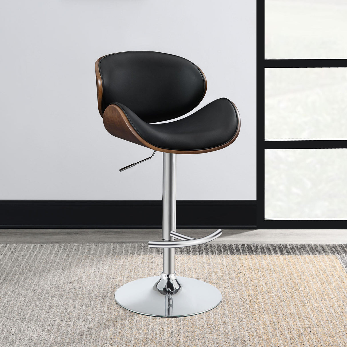Coaster Harris Adjustable Bar Stool Black and Chrome