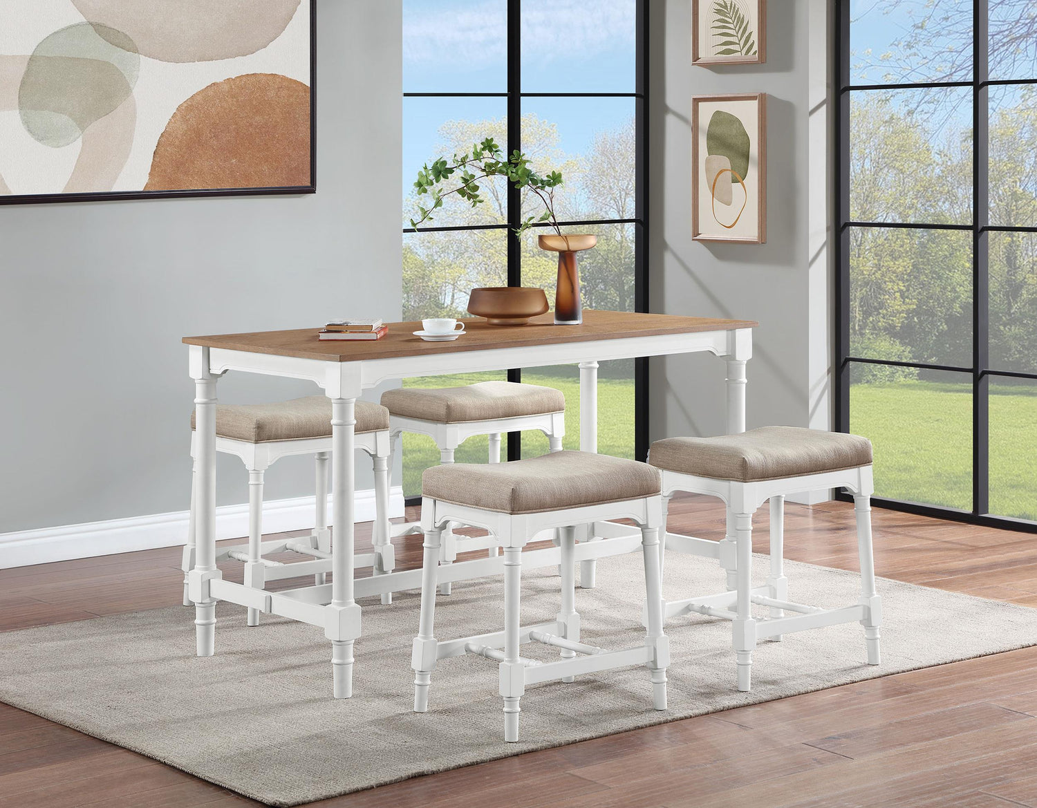Coaster Martina 5-piece Rectangular Counter Height Dining Set White