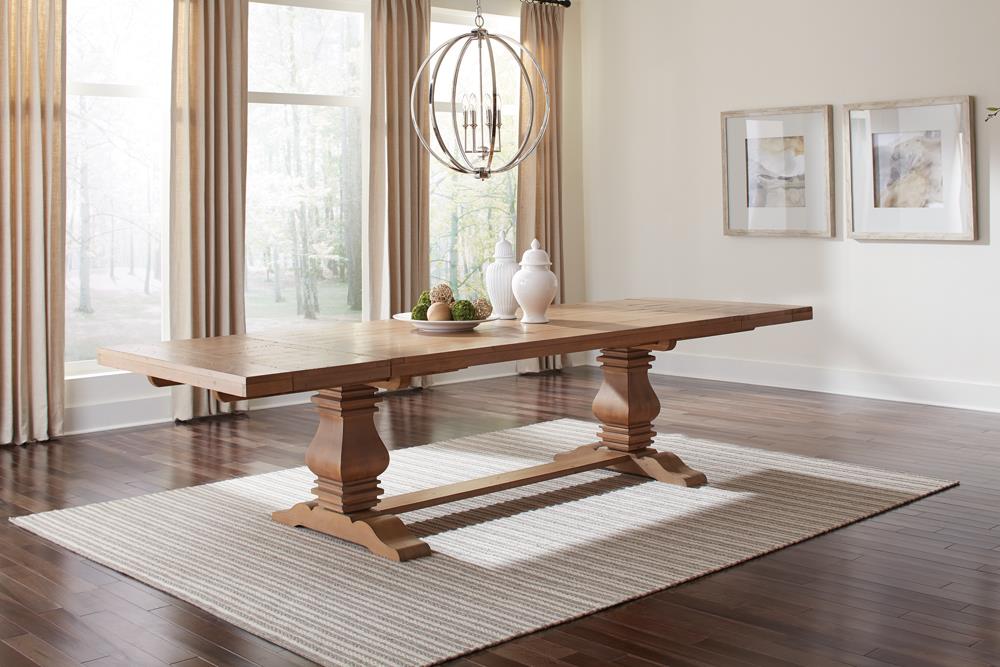 Coaster Florence 126-inch Extension Dining Table Rustic Honey
